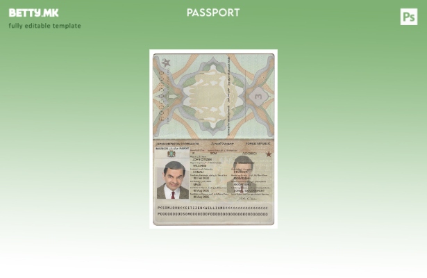 Модерен стил Шаблон за пасош на Сомалија (Соомалија).